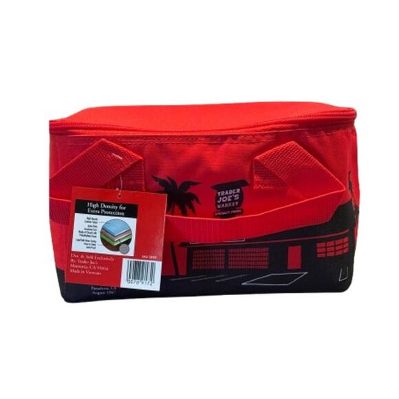 NEW Trader Joe's Mini Insulated Tote Bag 1.5 gal Red Camping Cooler NWT - Picture 1 of 10